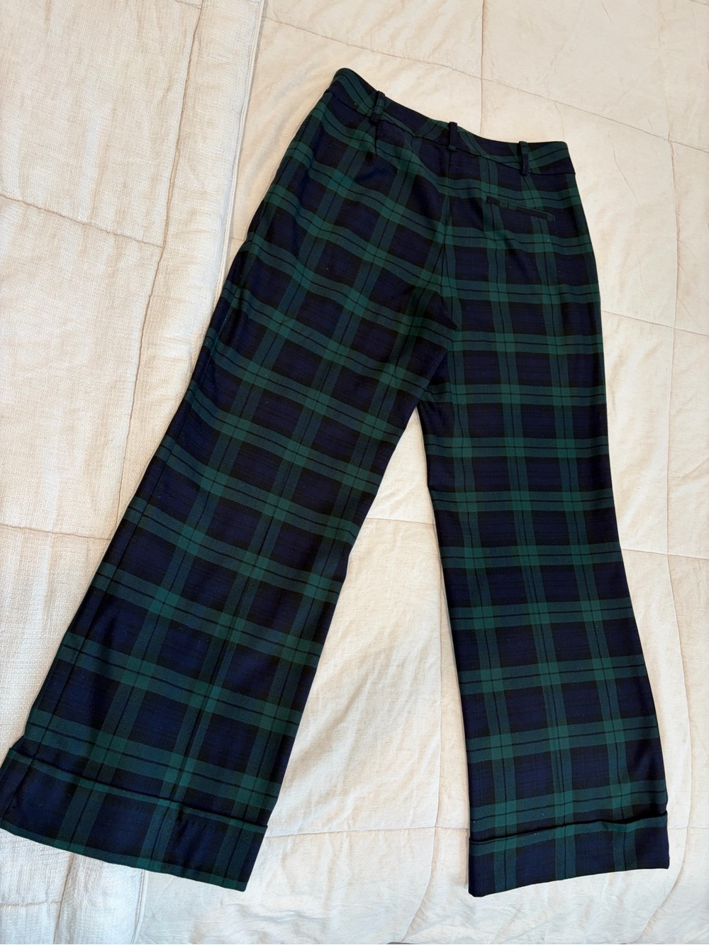 Brooks Brothers Green & Navy Plaid Wide-Leg Pants